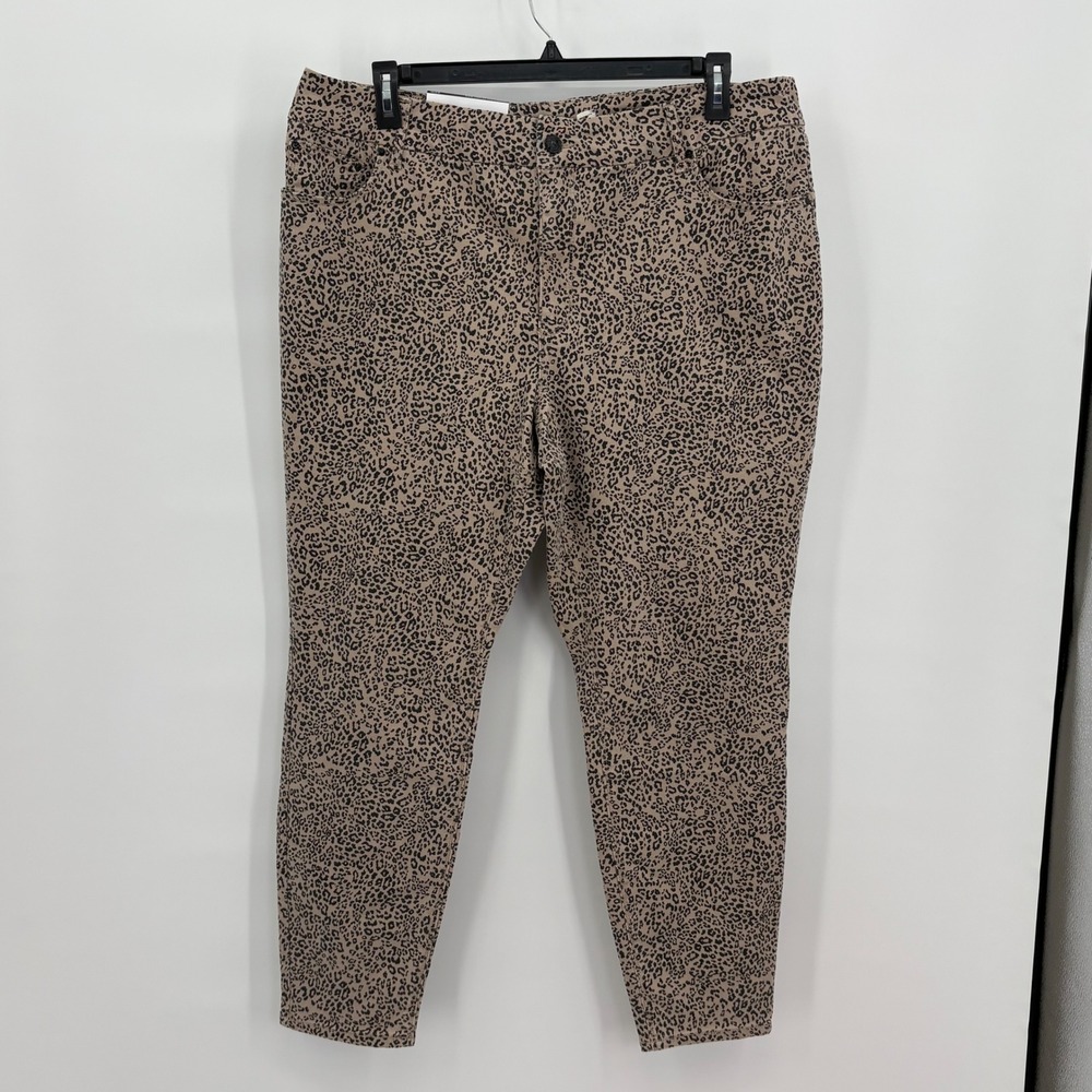 Seven7‎ Womens Tummyless High Rise Skinny Jeans Leopard Print Tan Black 20W NEW